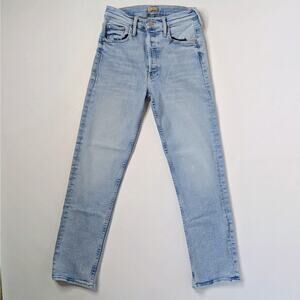 MOTHER Tomcat Flood Jeans 26 Big Hair Don't Care Light Blue Straight Leg Fair